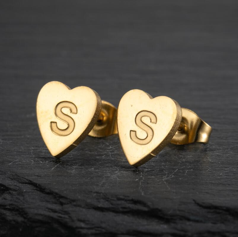 2025 Women's Retro Stainless Steel Alphabet Stud Earrings: Geometric & Simple Design