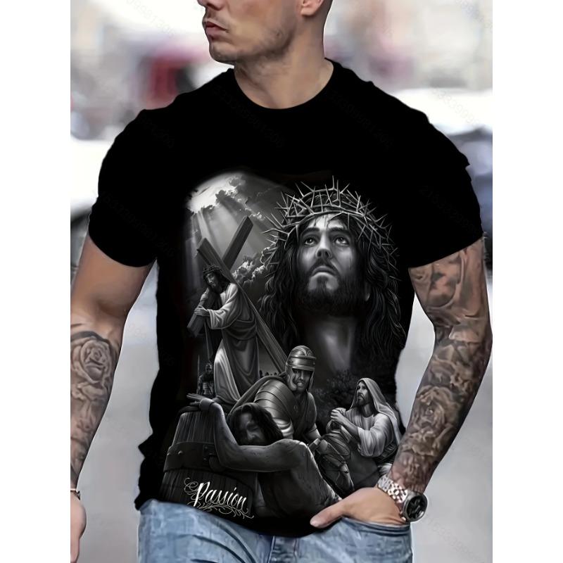 Vintage Jesus Graphic T Shirts Fashion T-Shirt Casual Short Sleeve Tops Christ Jesus T Shirt Man Crew Neck Pullover Men T-Shirt