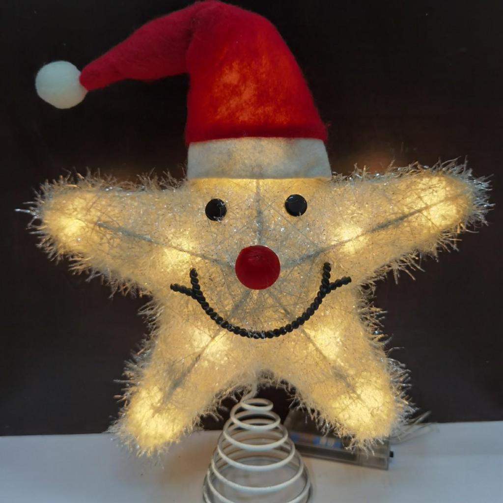 LED Glittering Rattan Wrought Iron Christmas Tree Topper Ornament