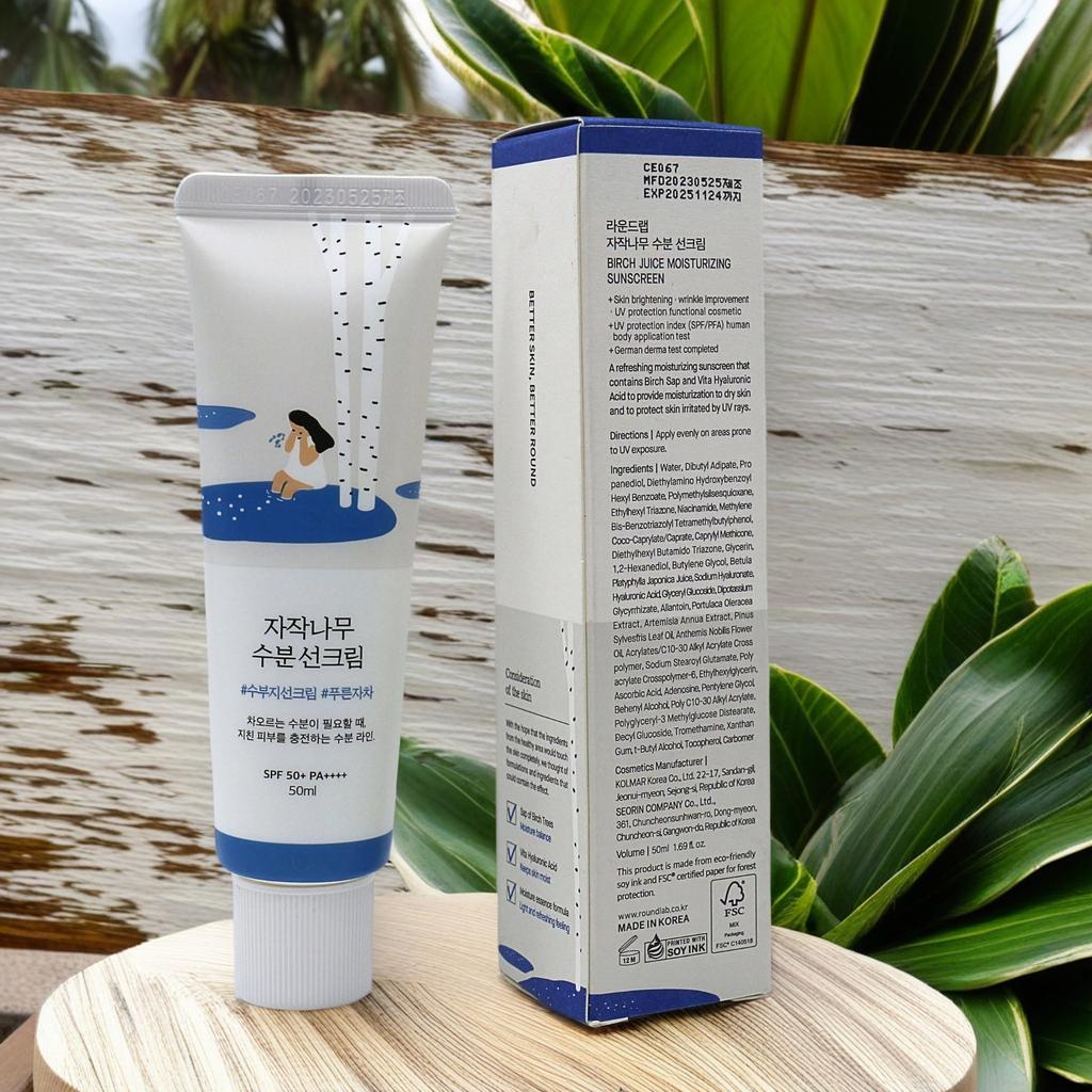 Round Lab Birch Juice Moisturizing Sun Cream SPF50+ PA++++, Non-Greasy, Lightweight, Korean Sunscreen for Face