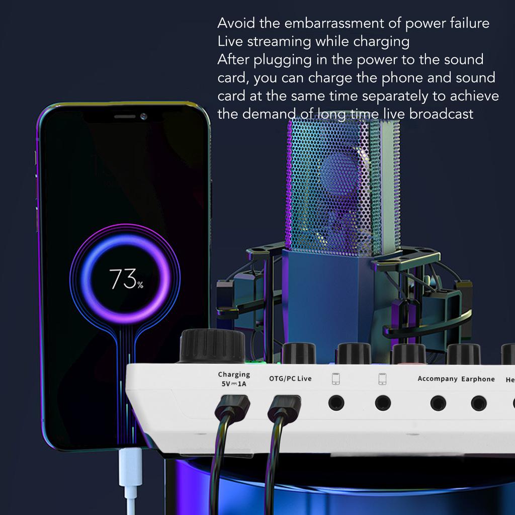 Live Sound Card Intelligent Noise Reduction USB Mini Sound Mixer Board for Music Recording Karaoke Singing