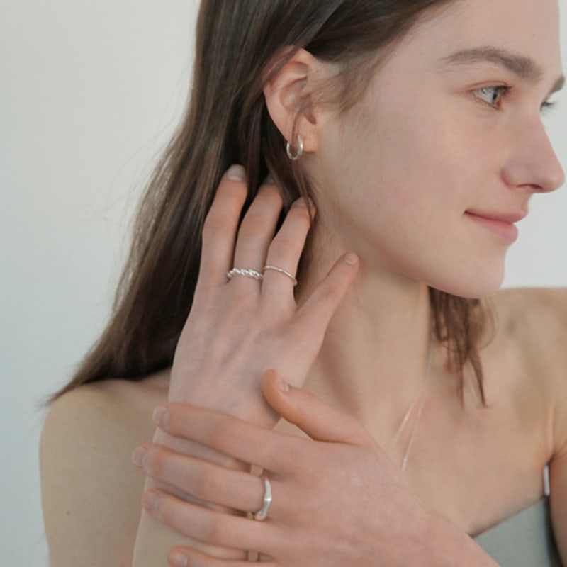 Modernlike 14k Gold-filled Silver Classic Ring One-touch Earrings