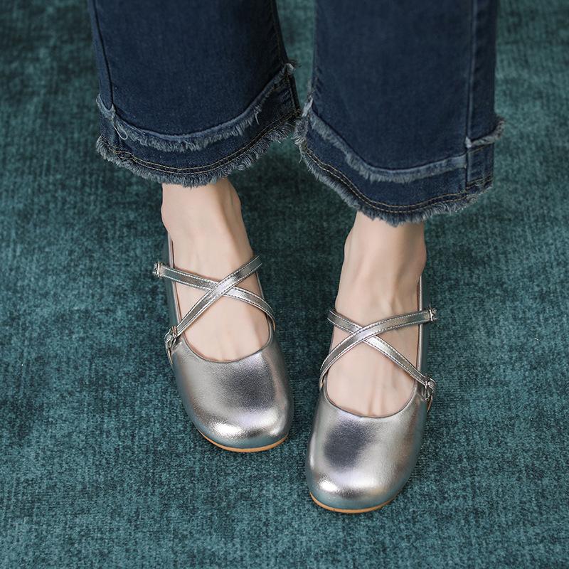 

Кожаные туфли на плоской подошве для женщин Хуэйчжоу Su Yinyin, такие же одинарные туфли, серебристые, мягкая подошва, обувь для беременных женщин Mary Jane 41 серебряный