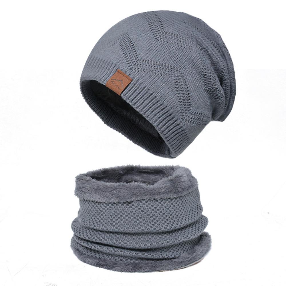 soft Thermal Knit Cap Thicken Warm Wool Hat Hiking Winter Beanie Hat Scarf Set  Winter Season