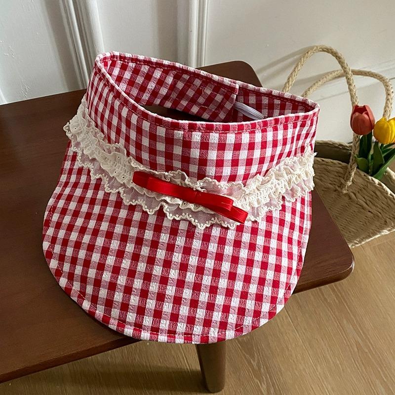 

New lace bow empty top hat spring and summer cute hat women s big brim versatile sun hat sun hat