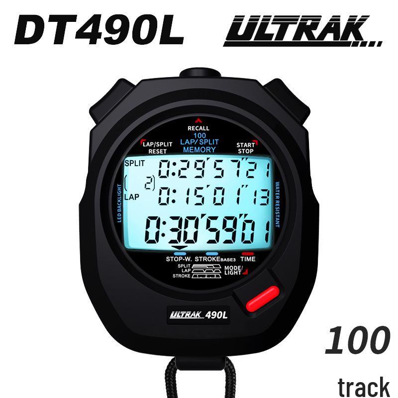 Digital Stopwatch DT490L - 100 Lap, 3-Row Display, Luminous Timer for Track & Field Training Yellow DT490L-A