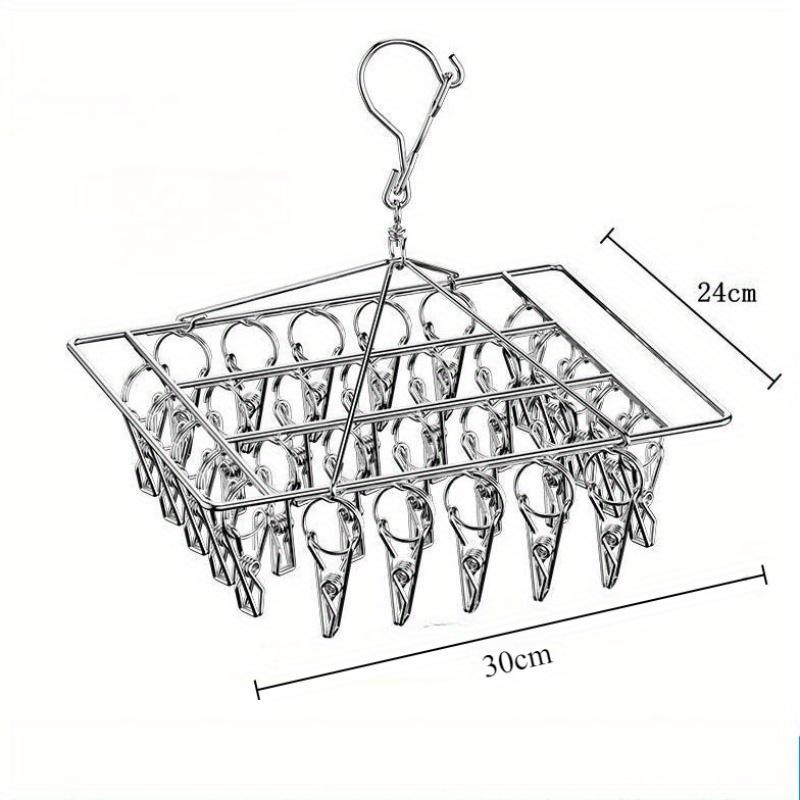 Sock Drying Rack with 30 Clips Stainless Steel Sock Hanging Rack Swivel Wind-proof Laundry Drip Hanger Sock Hanger