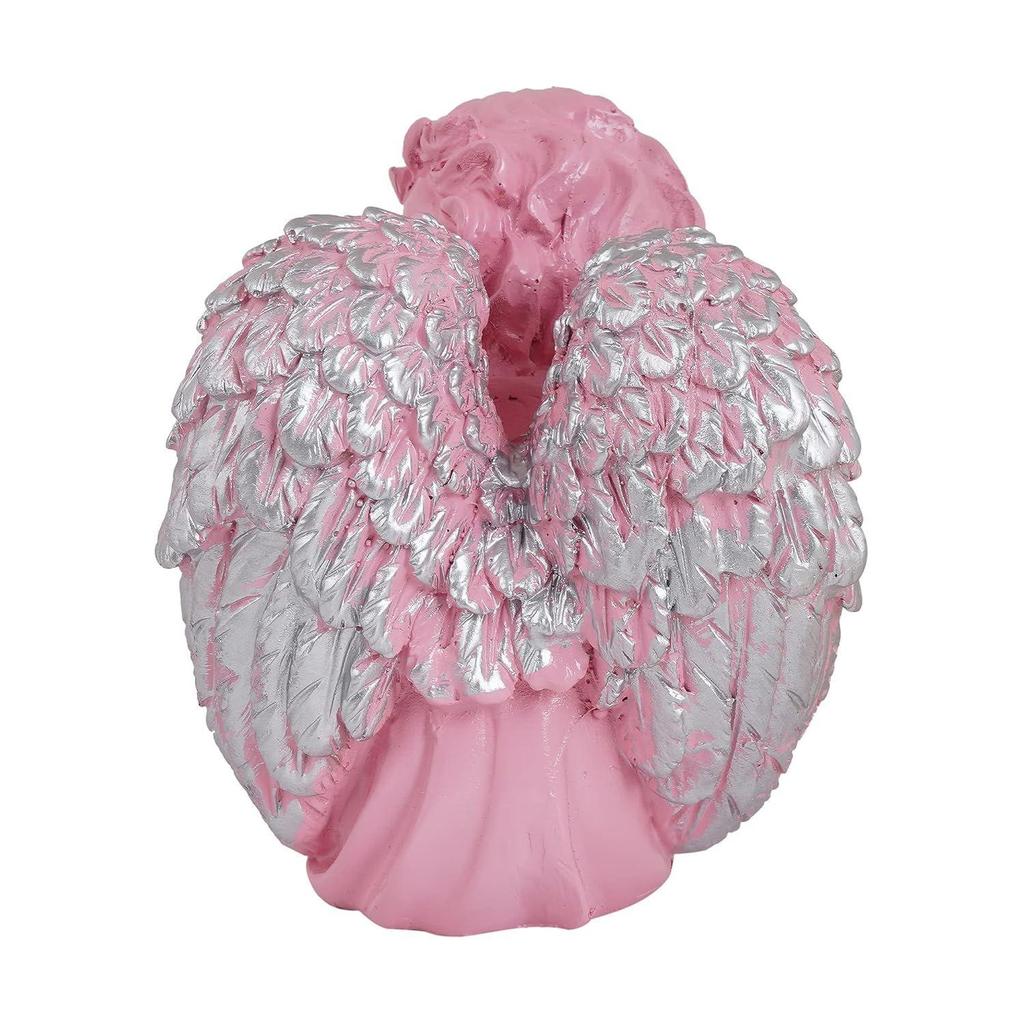 Winged Girl Statue for Home Decor Item | Fairy Girl Statue for Home Shelves Decor Showpiece (Angel Pink RS)
