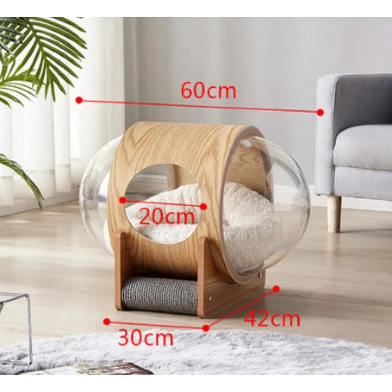 Net red space capsule transparent cat delivery room four seasons universal closed winter cat house solid wood capsule cat litter
