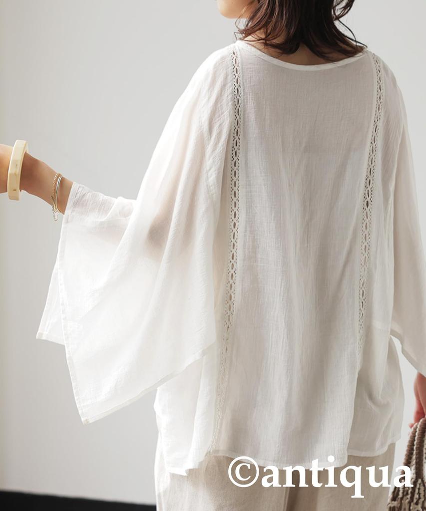 Antiqua Indian Cotton Lace Half One Size White Women's Blouse, Sleeve, IYA-00063, 03,