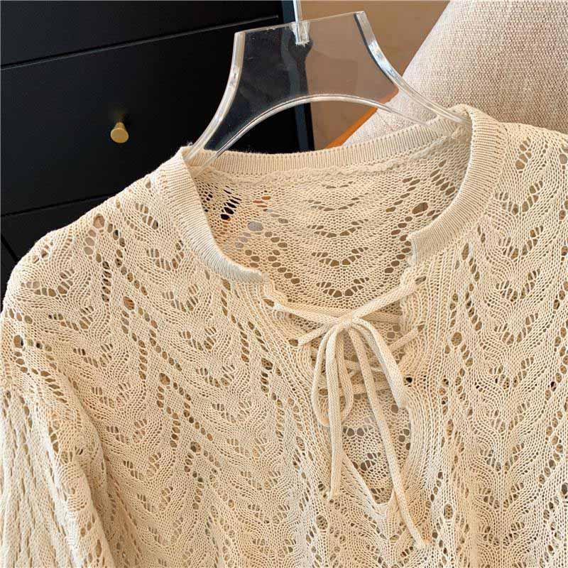 T-shirty Topy Damskie Bawełna Dzianina Szkieletowa Topy Oversize Wygodne Elastyczne Długi Rękaw T-shirt Jednolity Kolor Luźny Bluzon Okrycie Wierzchnie Luźne Topy
