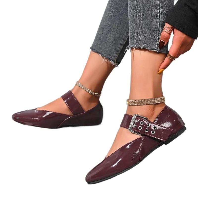 2025 Brand Ladies Shoes Buckle Strap Women's High Heels Best Seller New Leopard Print Shallow Flat Low Heels Zapatos