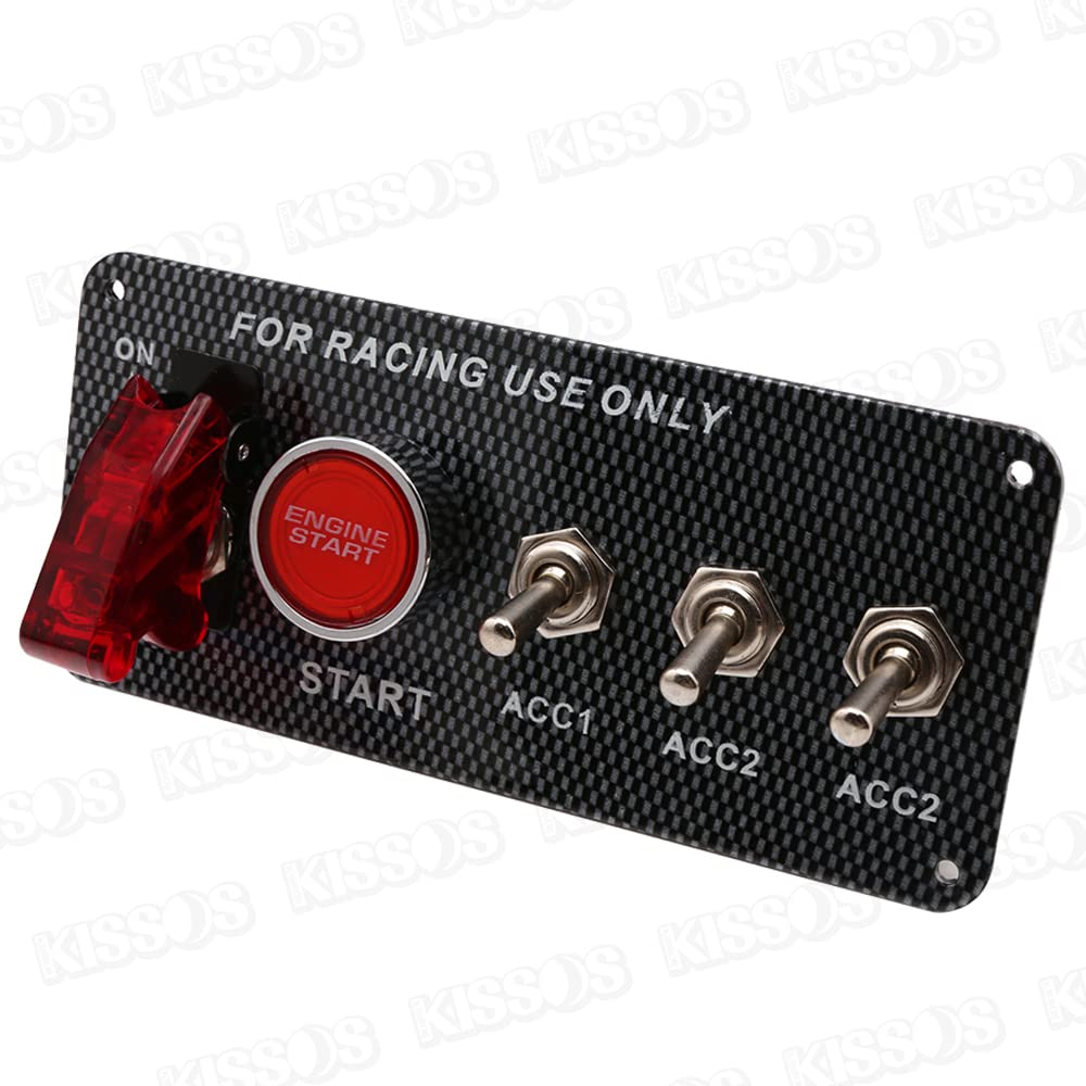 Racing Switch Carbon Fiber Push Start Toggle Universal Fit Panel, Look, Switch,