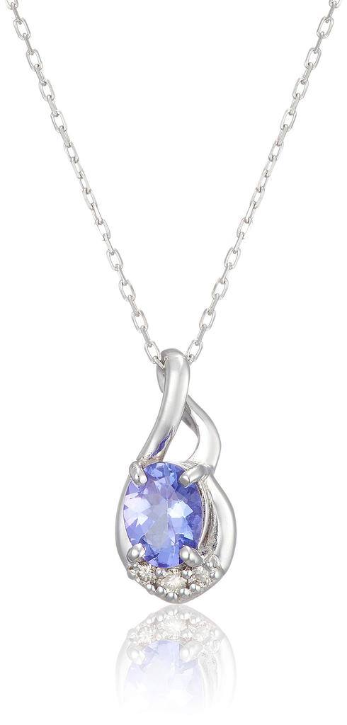 ESTELLE December Birthstone Tanzanite Necklace in 10K White Gold with Drop Motif, 0452-0098-0011-0000