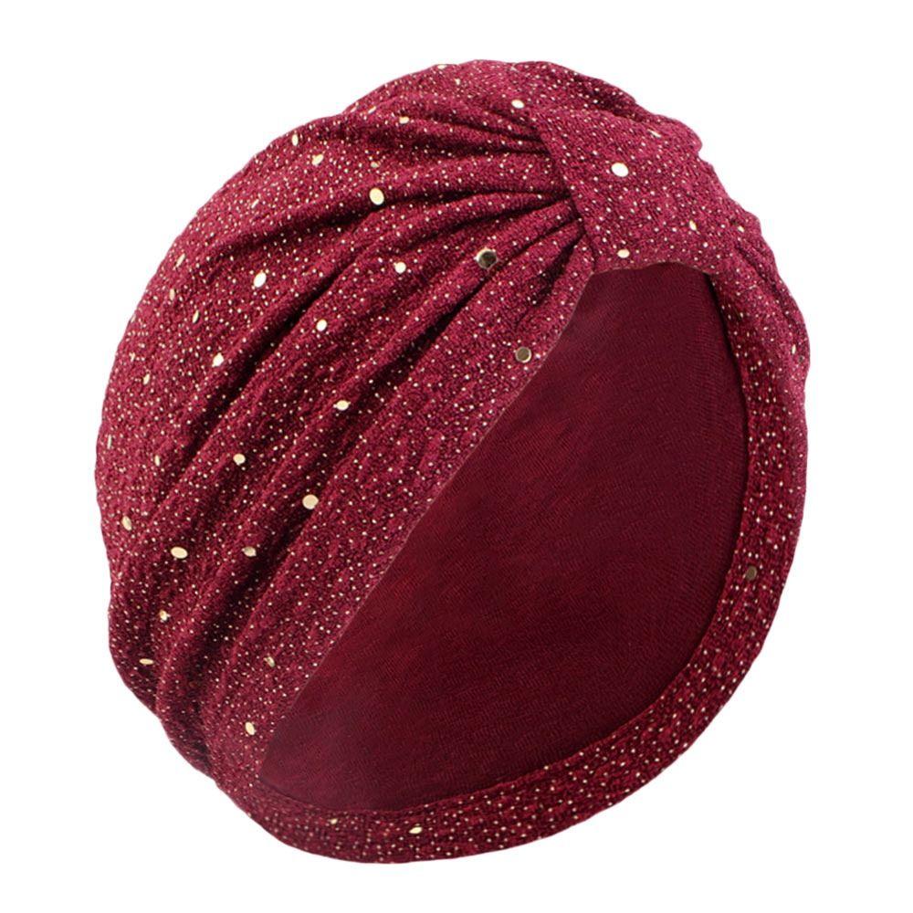 Lässiger Pailletten-Turban Indischer Hut Glänzende Geknotete Mütze Haube Damen Kopftuch