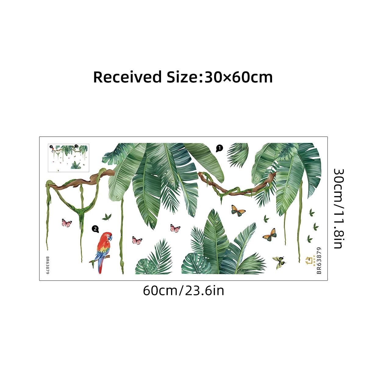 

Акварельные наклейки на стену с изображением листьев, бабочек, птиц, растений, для декора гостиной, детской комнаты, спальни, украшения на стену 30x60CM