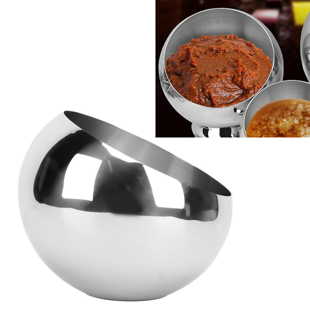 Slanted Seasoning Bowl 304 Stainless Steel Multifunctional Angled Serving Bowl for Kitchen Condiment Spice Dessert Fruit