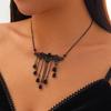 Vintage Sweet and Cool Dagger Necklace, Personalized Fringed Heart-shaped Halloween Bat Necklace