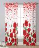 Valentine'S Day Hearts Red Roses Sheer Curtains for Living Room Decoration Window Curtains Kitchen Tulle Voile Organza Curtains