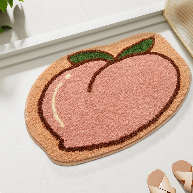 Cartoon Fruit Strong Absorbent Mat Watermelon Peach Flocking Bathroom Carpet Toilet Living Room Door Mat Quick Drying Foot Mat