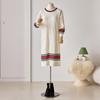 Customable Line Color Block Knit Long Dress T2512op626d