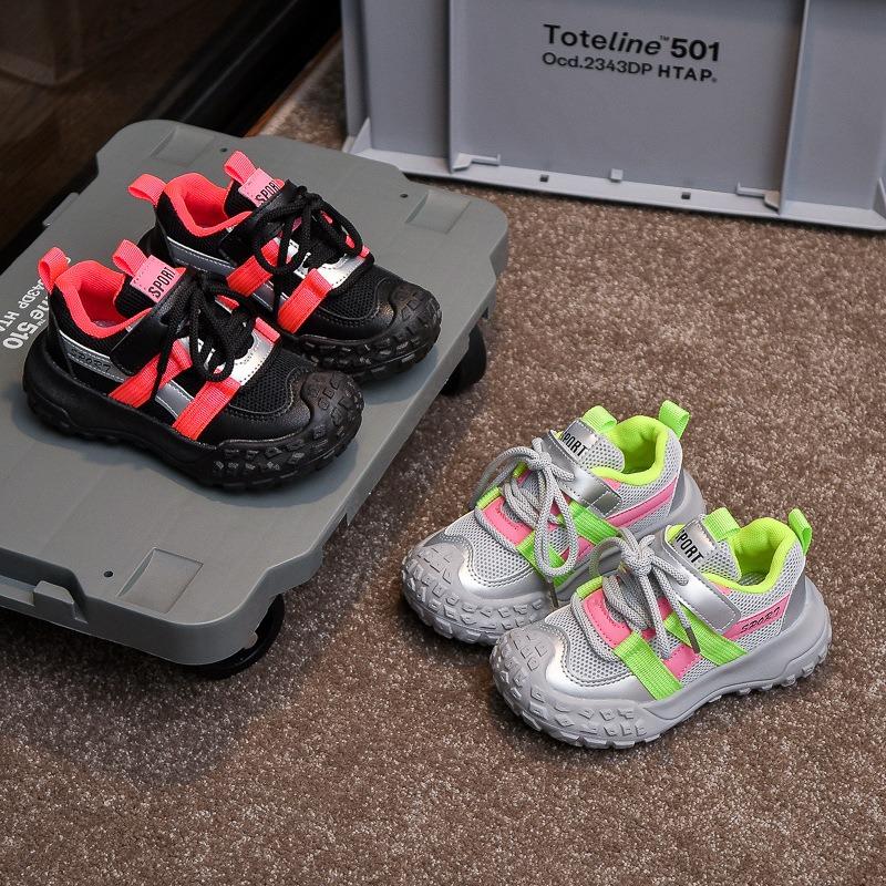 Kids Breathable Mesh Velcro Athletic Running Sneakers Children Tire Sole Casual Dad Shoes