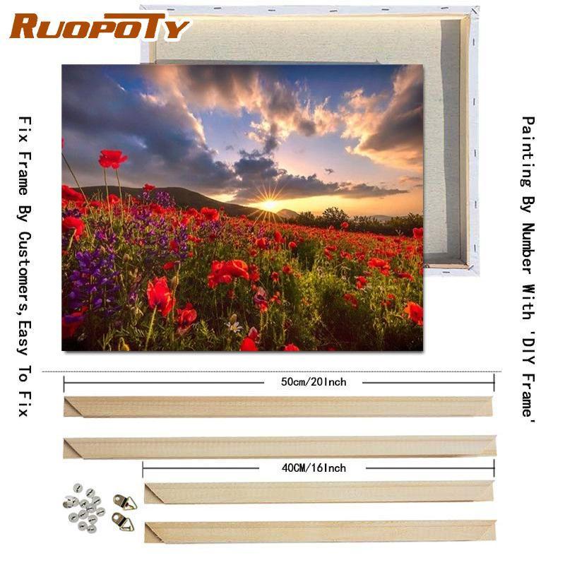 RUOPOTY Digital Painting Flower Sea Hand-Painted Wall Art Painting Unique Gifts On Canvas Sunset Pictures Home Decoration