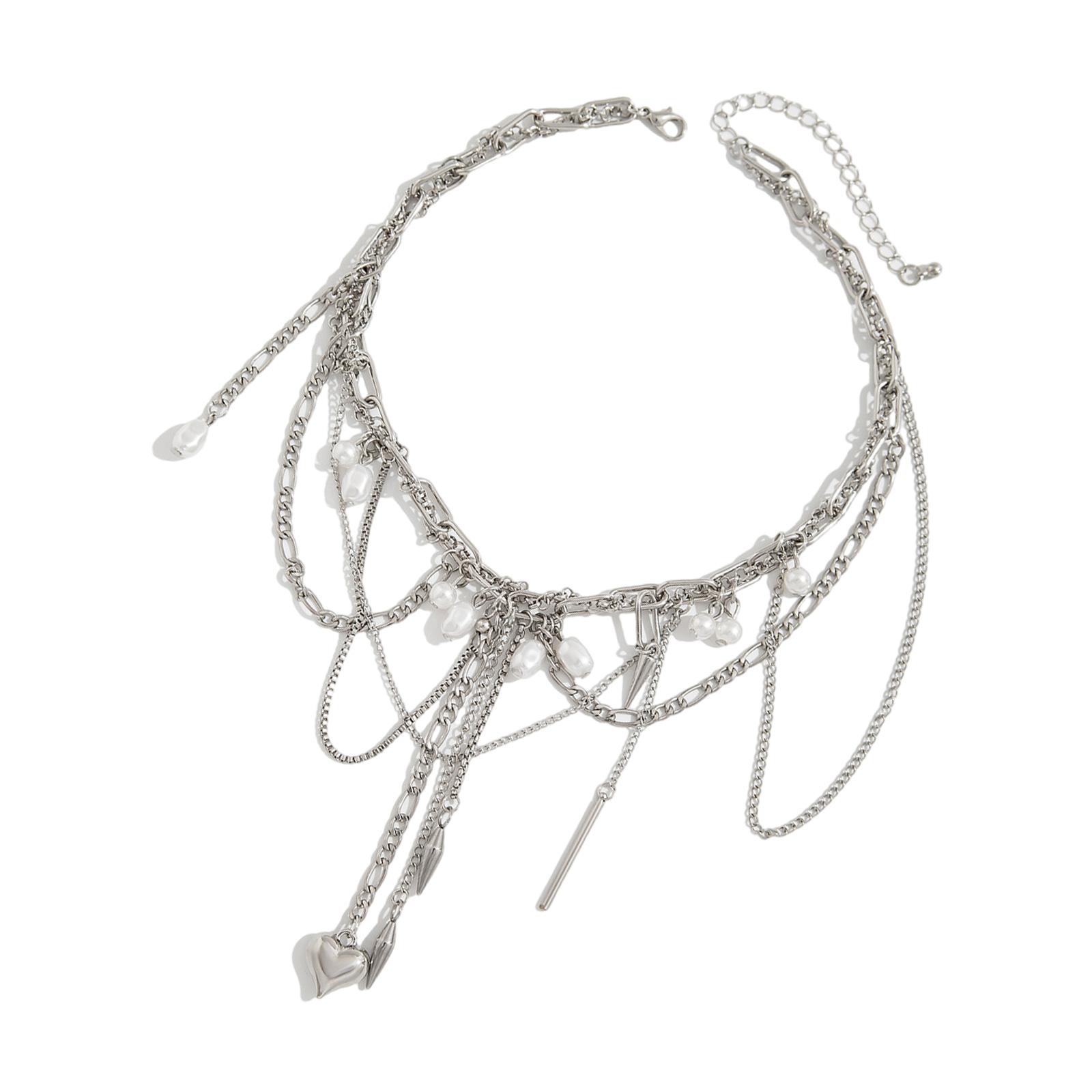 

Многослойные кисточки Love Heart кулон колье панк шейный цепочка для женщин модные ювелирные изделия подарок для девушки