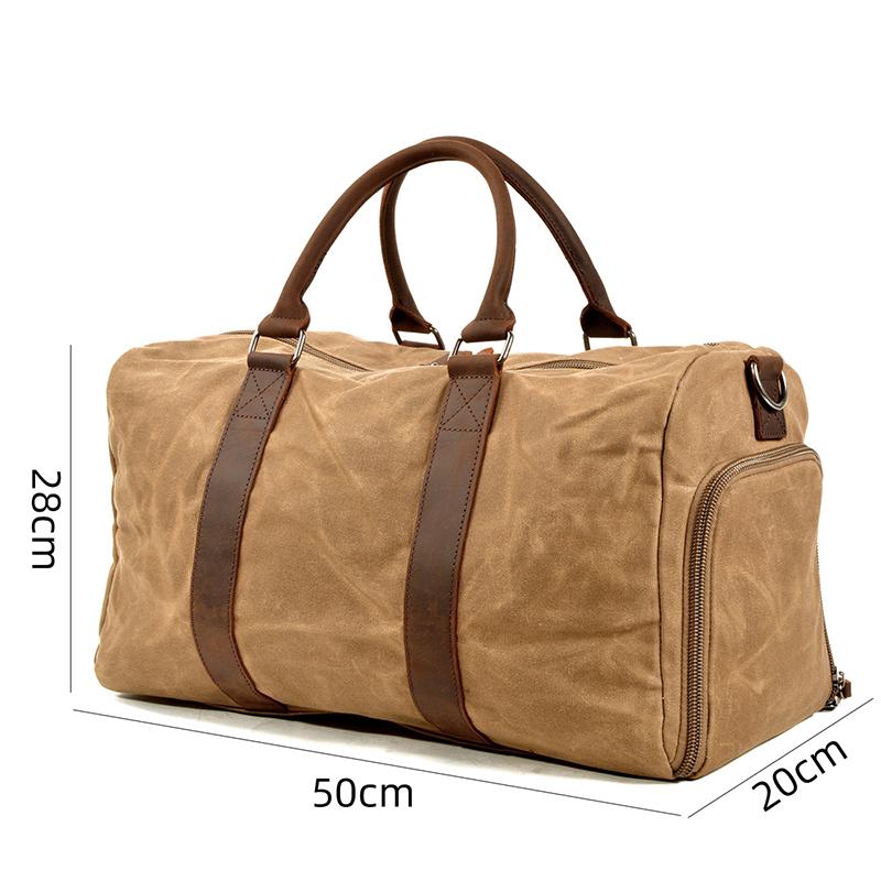 Europe and the United States Large-capacity Tooling Travel Bag Stylish Waxed Canvas Camping Duffel Dry and Wet Separation Exercise Fitness Handbag