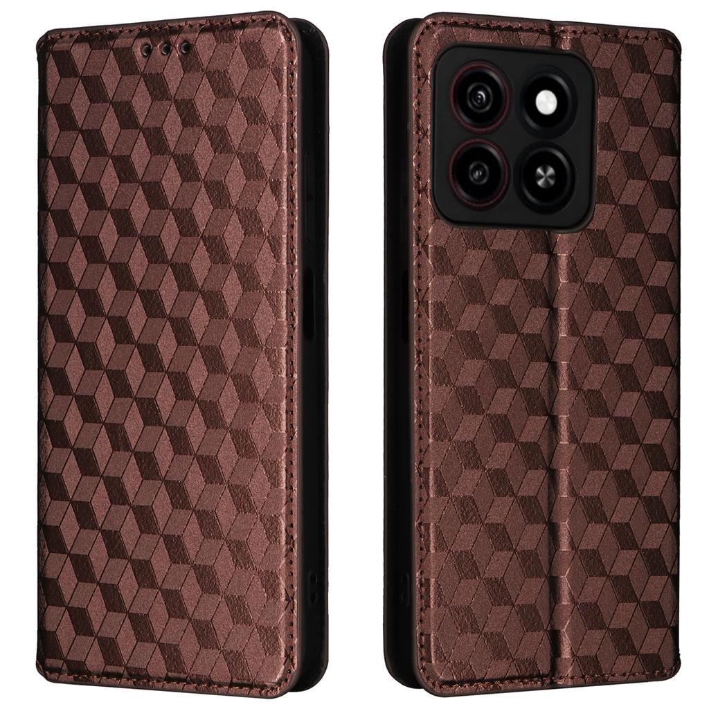 For ZTE Blade A35/Blade A55 Wallet Case Rhombus Imprinted Leather Phone Cover