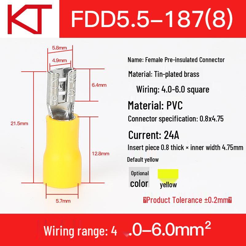 KST FDD5.5 Female Pre-insulated Screwless Crimp Terminal Block