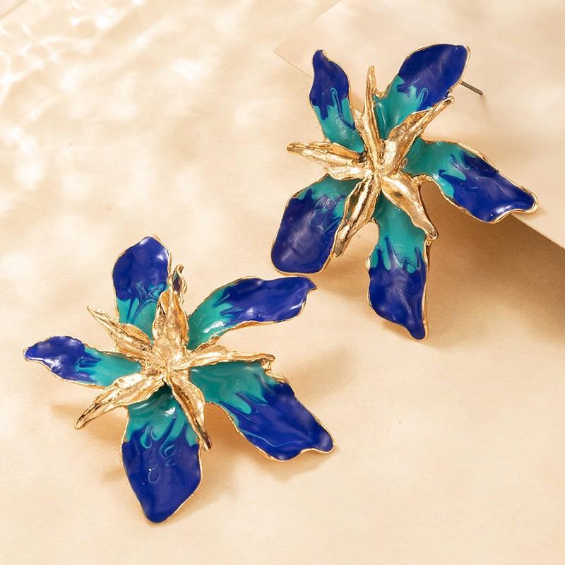 Accessories Bohemian blue tone flower earrings, geometric earrings earrings for women