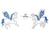 Silver Blue Unicorn Earrings Small Studs for Girls Enamel
