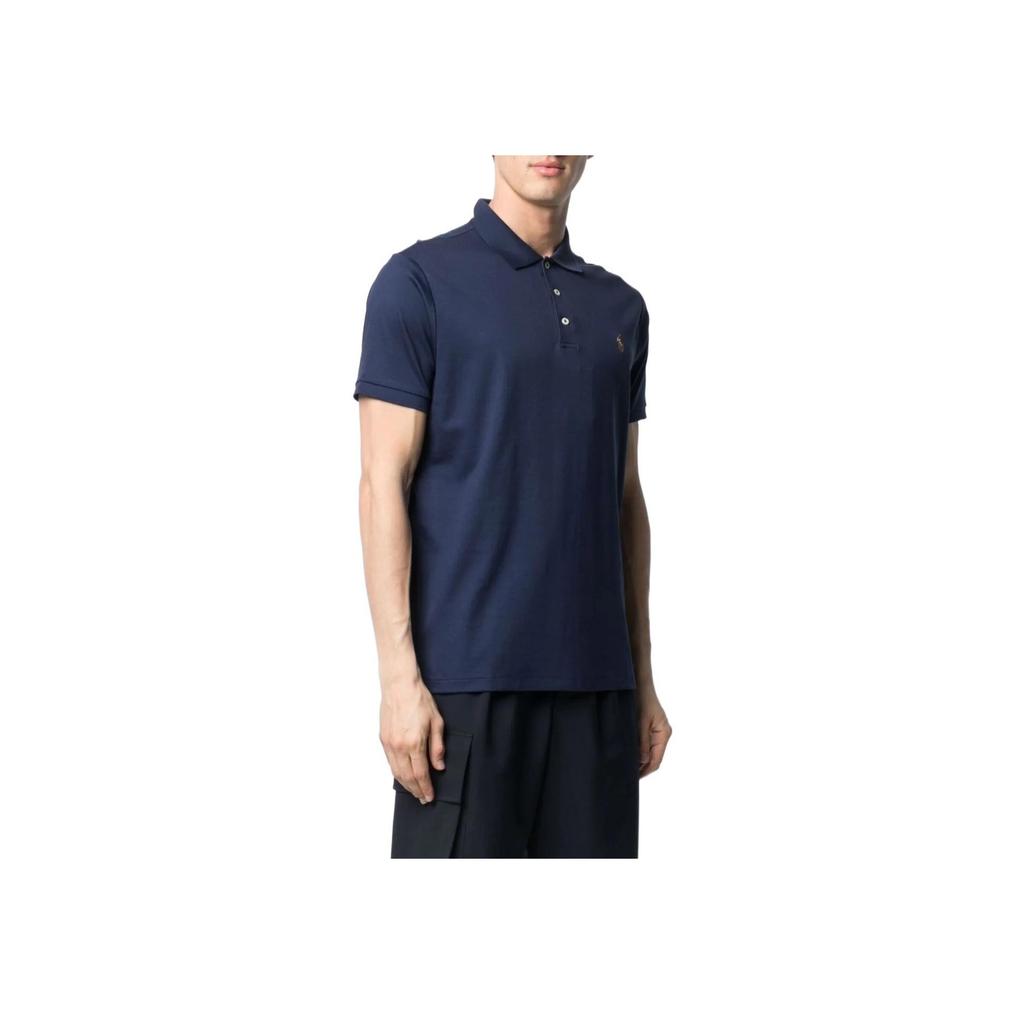 Polo Ralph Lauren Solid Color Plain Knit Short Sleeve Cotton Polo Shirt Men tops Blue 710713130-006