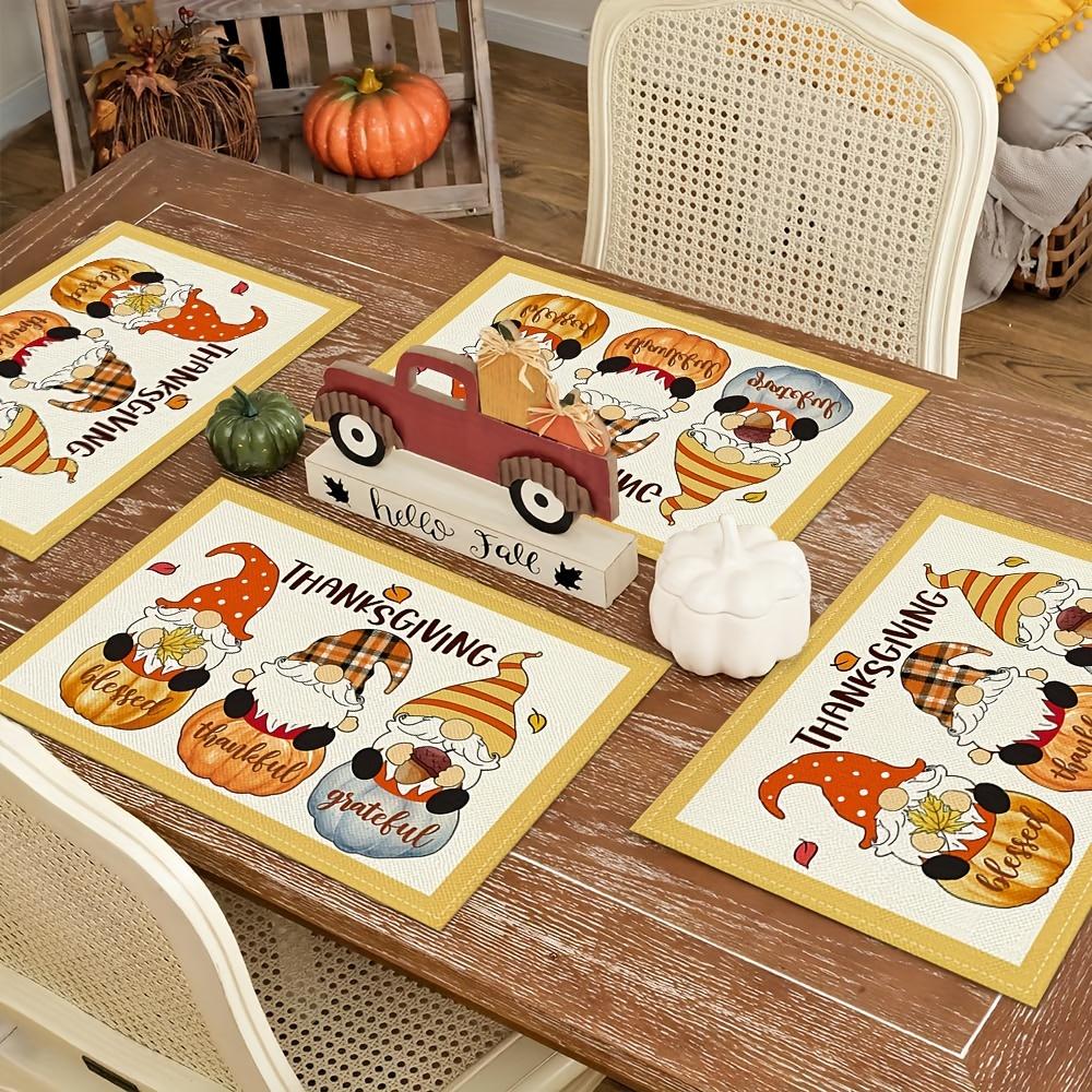 4pc S, Autumn Meal Mats, 12 X 18 Inches, Can Be Washed and Suitable for Autumn Harvest Themed Party and Restaurant Decoration
