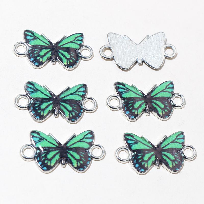 10pcs 14x16mm Acrylic Butterfly Charms Alloy Metal Charm Pendant For Necklace Bracelet DIY Jewelry Making Accessories Findings