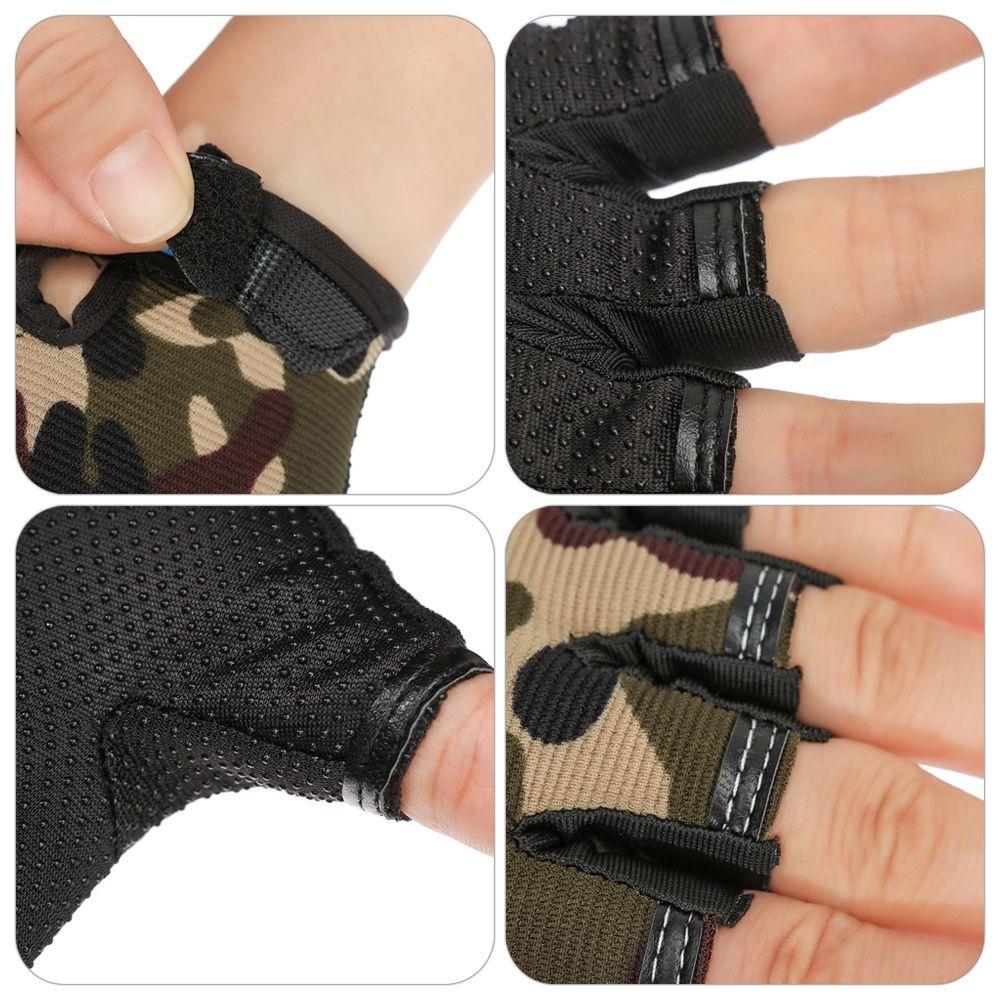 Skating Half Finger Golves Children Cycling Gloves Riding Equipment Camouflage Bike Mittens