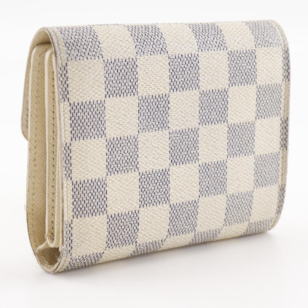 LOUIS VUITTON Portefeiulle Joy Bi-Fold Wallet N60030 Damier Azur Canvas Women Used