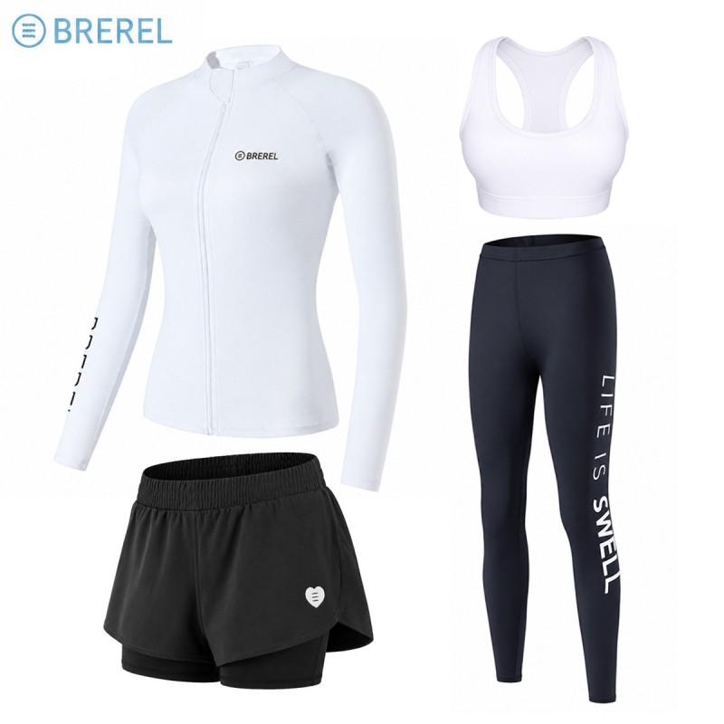 Womens Long Sleeve UPF 50 Rash Guard Swimsuit With Chest Pad Snorkeling Surfing Jellyfish Protection