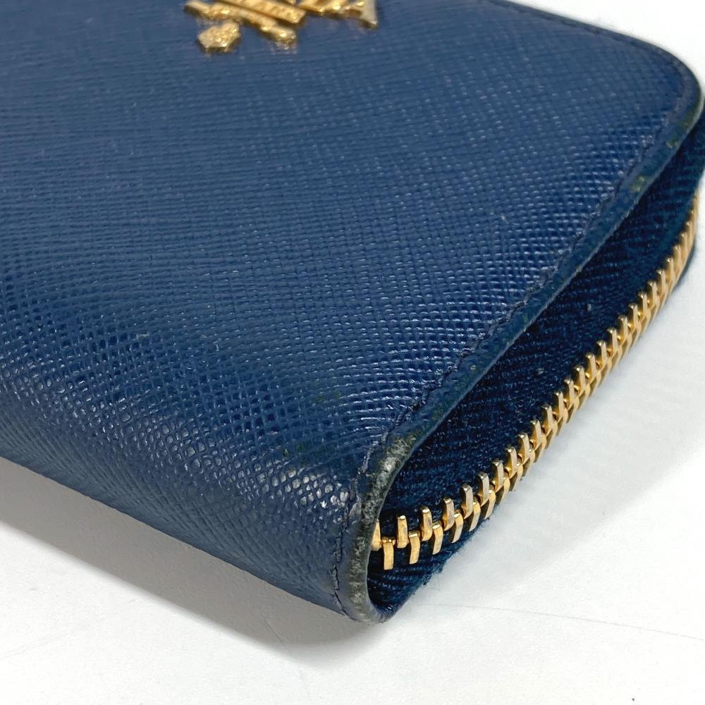 Prada 1MM268 Safiano Logo Wallet Coin Compartment Zip Around Coin Purse