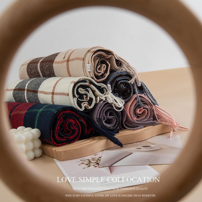 New Plaid Scarf Women's Autumn and Winter Retro Thickened British Style Shawl High End Atmosphere Warm Scarf