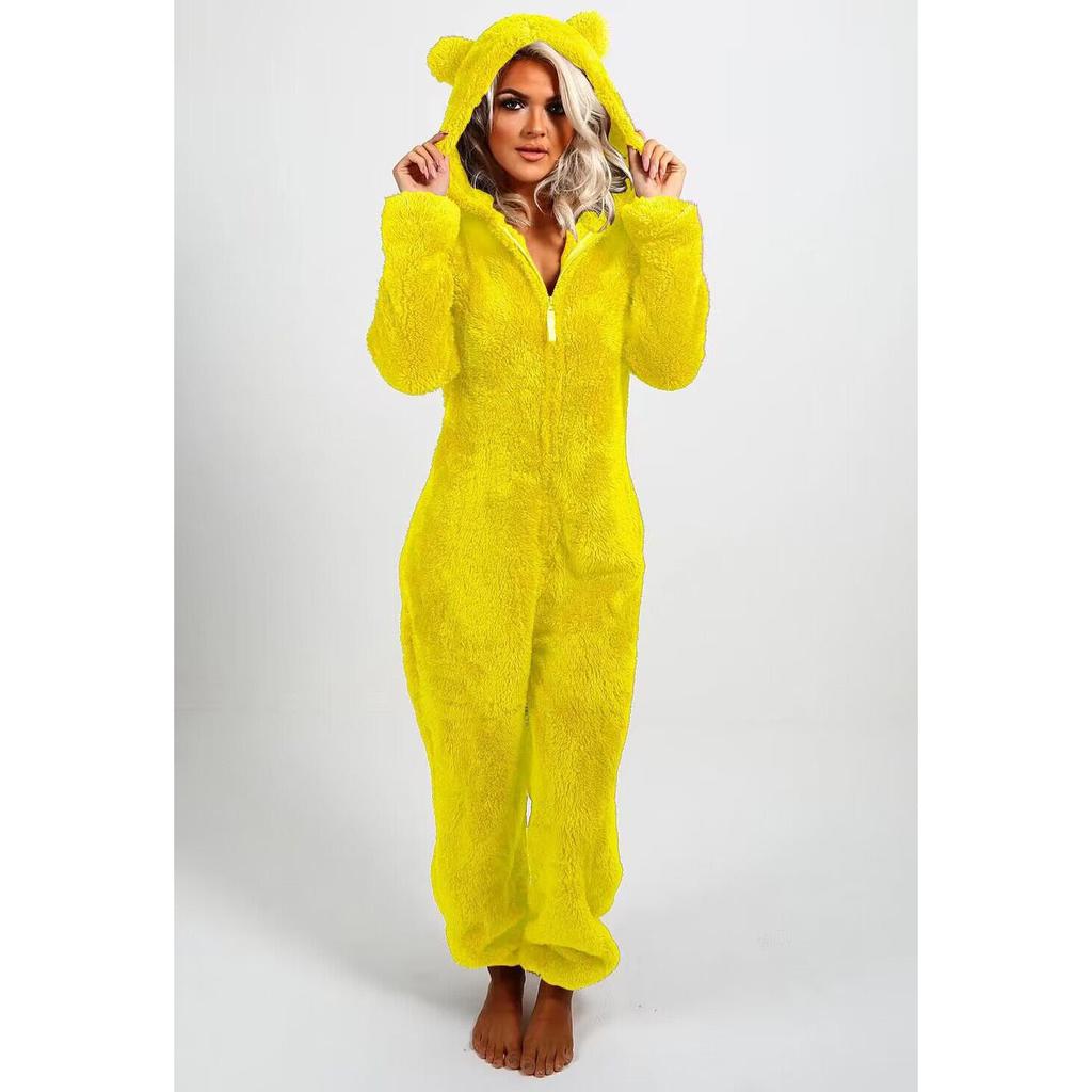 Onesies la modă Lenjerie de dormit din lână Seturi de glugă de mărime mare Pijamale pentru femei Adulti pentru iarnă Pijamale calde femei