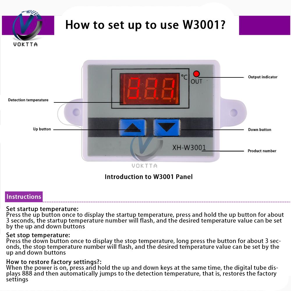 XH-W3001 XH-W3002 Digital Control Temperature Microcomputer Thermostat Switch Thermometer Thermoregulator Switch 12/24/220V