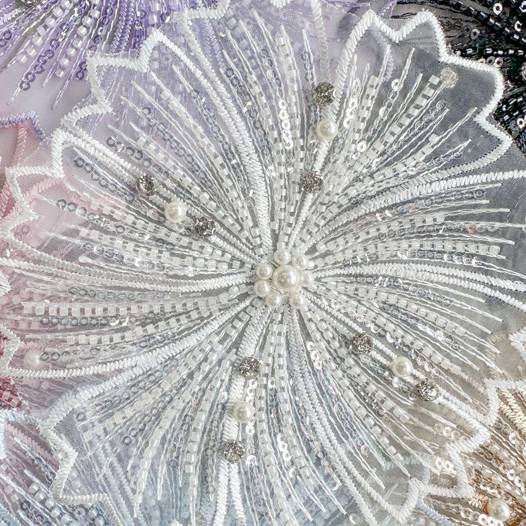 Exquisite Multi-Color Handmade Beaded Rhinestone Embroidered Flower Dress Top Bag Decorative Cloth Sticker Accessories