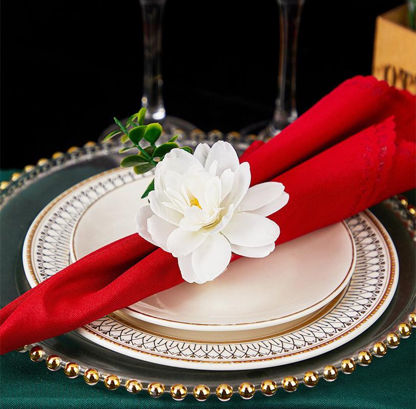 1pcs Flower Napkin Rings Red Rose Towel Buckle for Wedding Party Valentines Day Home Table Decoration Birthday Napkin Holder