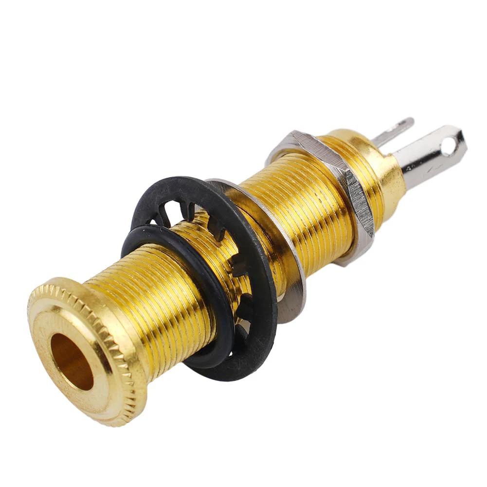 Electric Guitar Bass Parts 6.35mm Stereo Output Input 1/4 Inch Jack Socket Plug Brass Straight Ribbed Tube Style Jack Anti-noisy