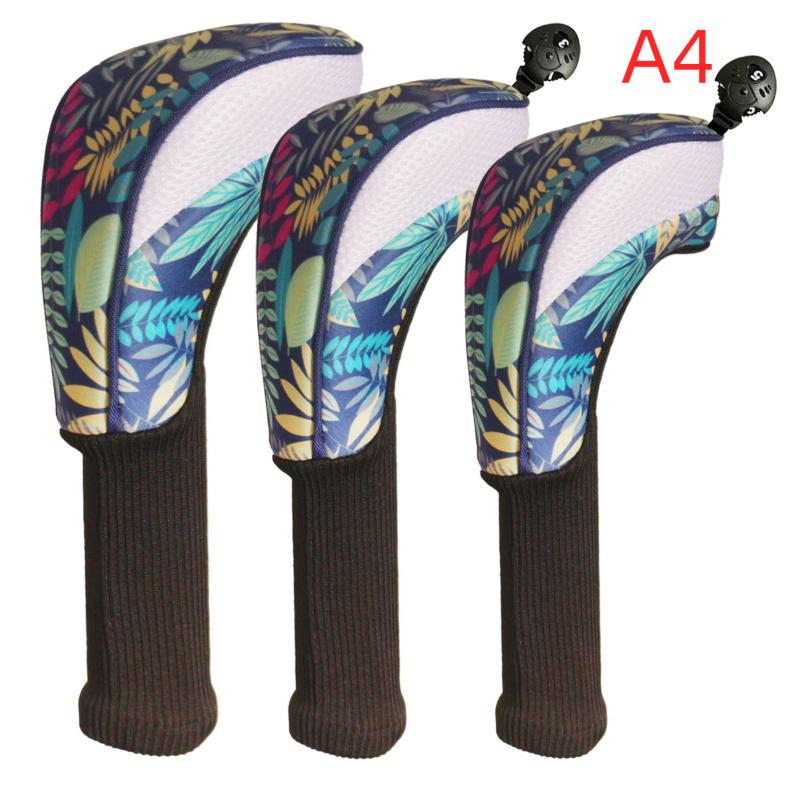 3Pcs Durable Golf Training Accessories Long-Necked Golf Club Head Covers Numbered Wooden Club Head Protector