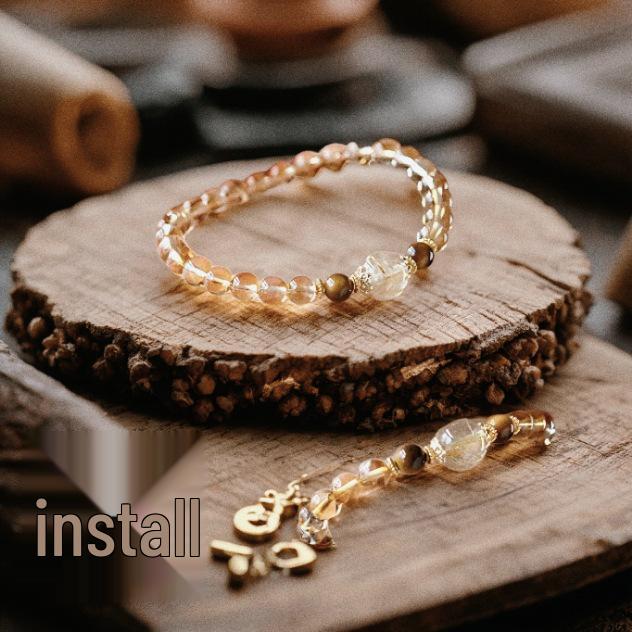 Golden Rutilated Quartz & Yellow Citrine Crystal Bracelet - Trendy, High-End Design, Natural Gemstone Jewelry