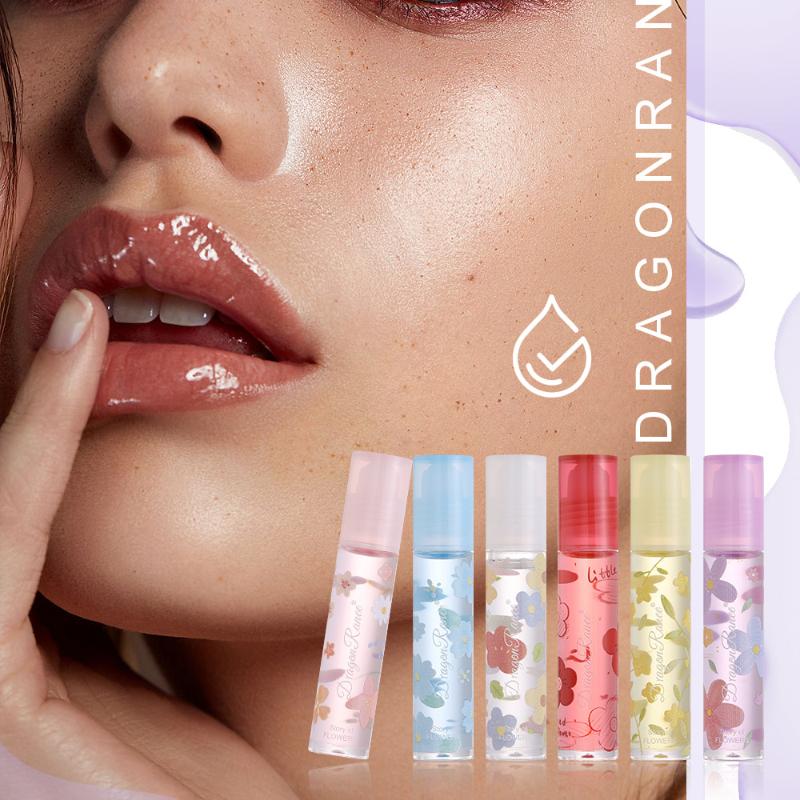 Transparent Colorless Lip Oil 6-piece Set Moisturizing and Hydrating Rolling Lip Balm