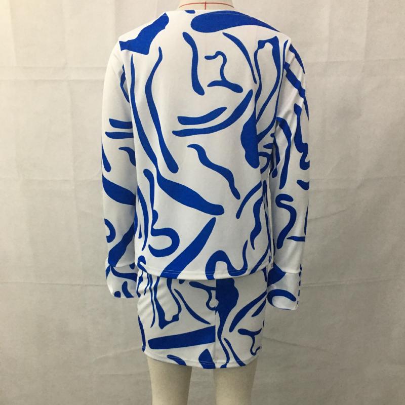 QICED Autumn and Winter Short Skirt Two-piece Sexy Women's Shirt Suit Fashion Casual Suit